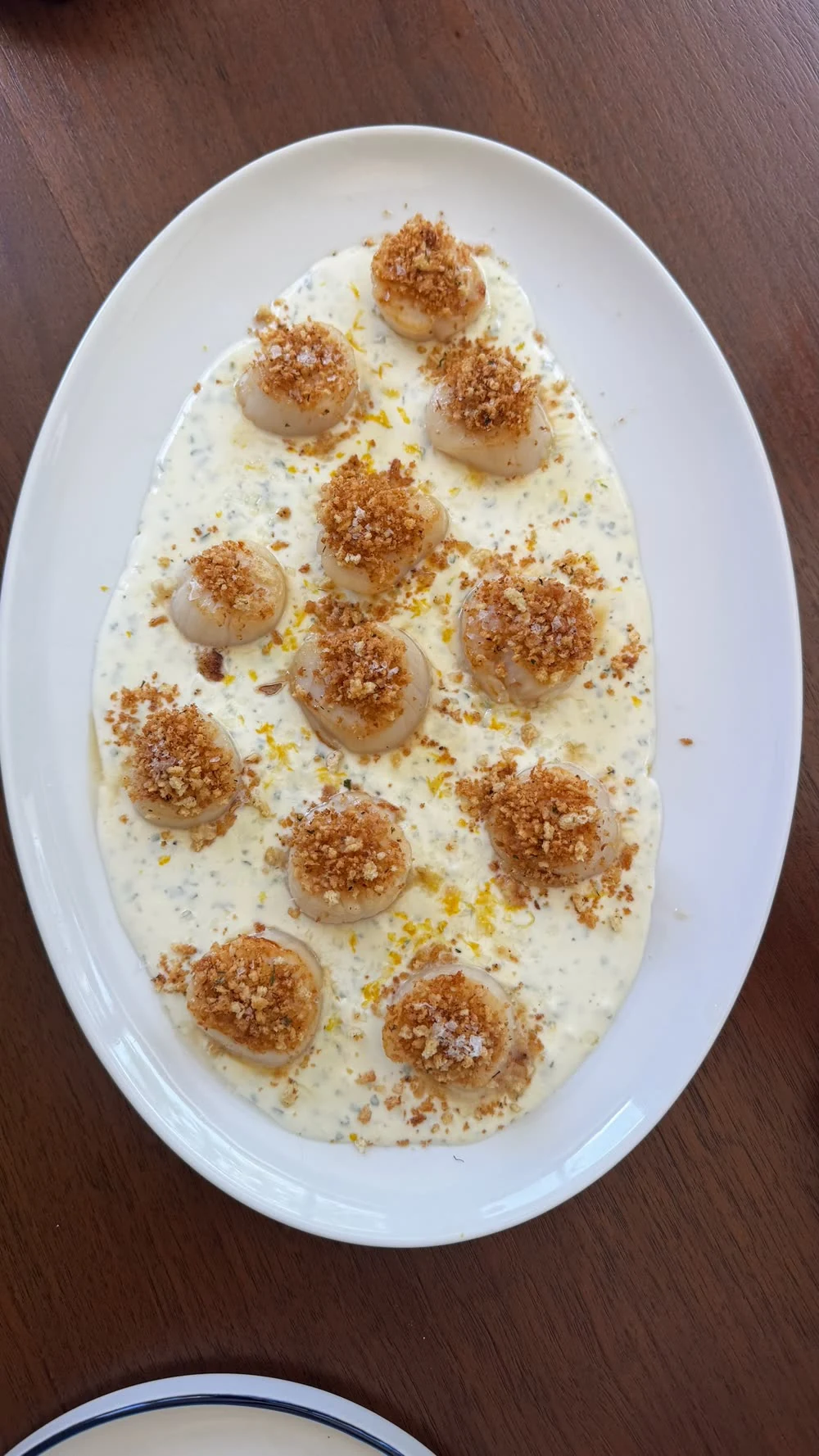 Roasted scallops with crème fraîche